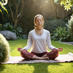 **

A person practicing mindfulness in a serene setting, like a garden, early in the morning. They are meditating, emphasizing peace and inner balance amidst life's challenges. The focus is on the emotions and accepting/overcoming them with mental health. Soft, natural lighting.

**